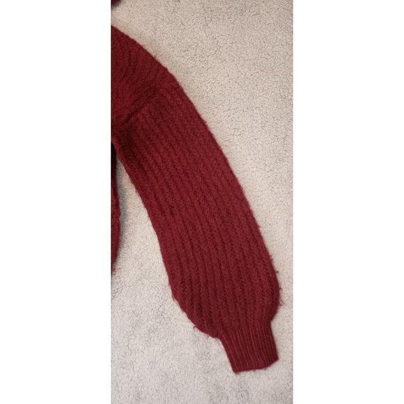 A New Day XS Burgundy  Turtleneck Cable Stitch Sweater - Picture 6 of 16